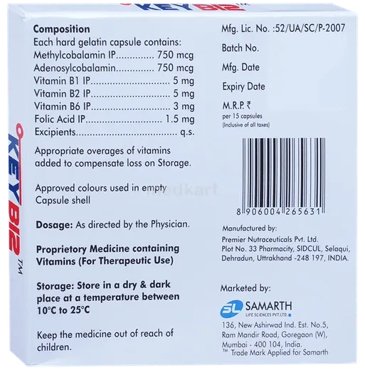 key b12 capsule 15's